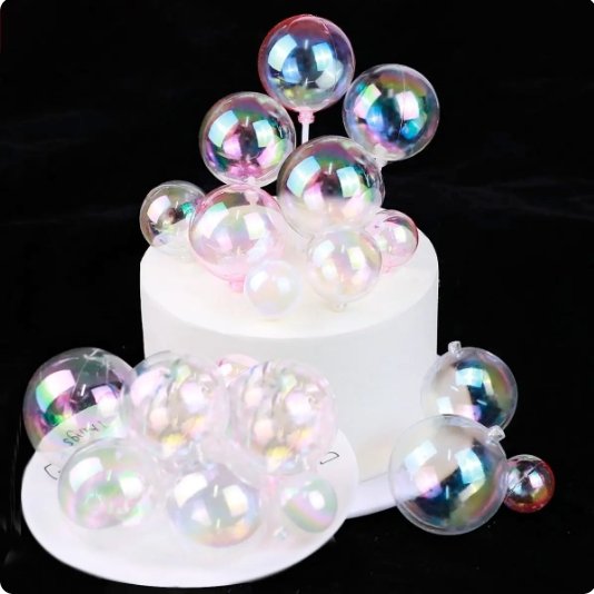 3pcs Colorful ball Happy Art Font Red Small Love Heart Cake Topper Birthday Party Dessert Decoration for cake Supplies