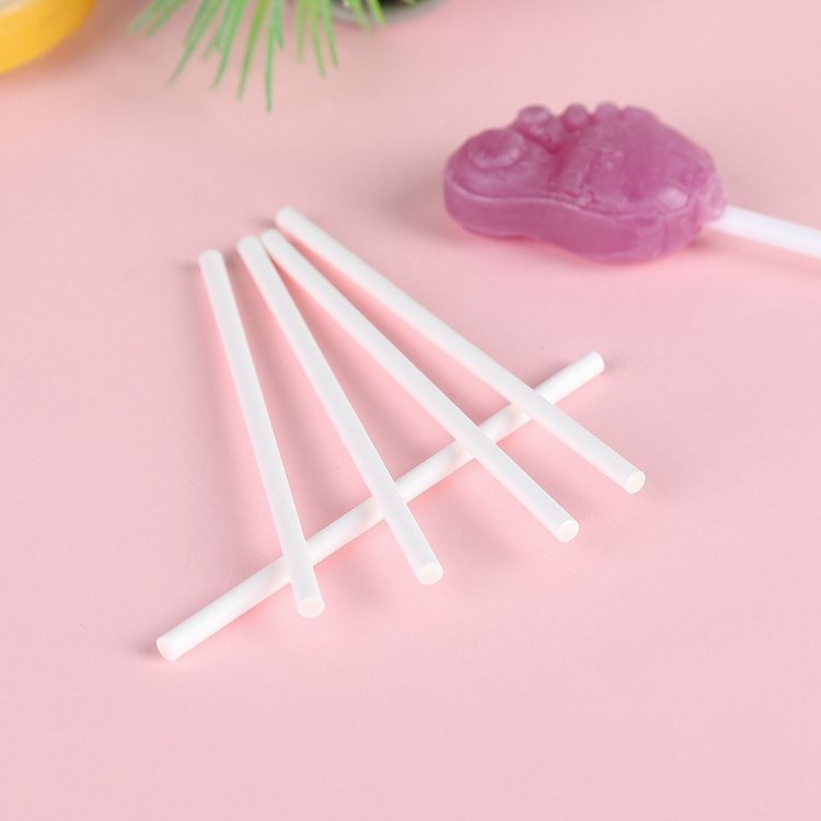 Hstyle 100PCS 150*3.5MM White Paper Lollipop Sticks Cake Pop Sticks Sucker Stick for Cookies Rainbow Candy Chocolate Cake Topper