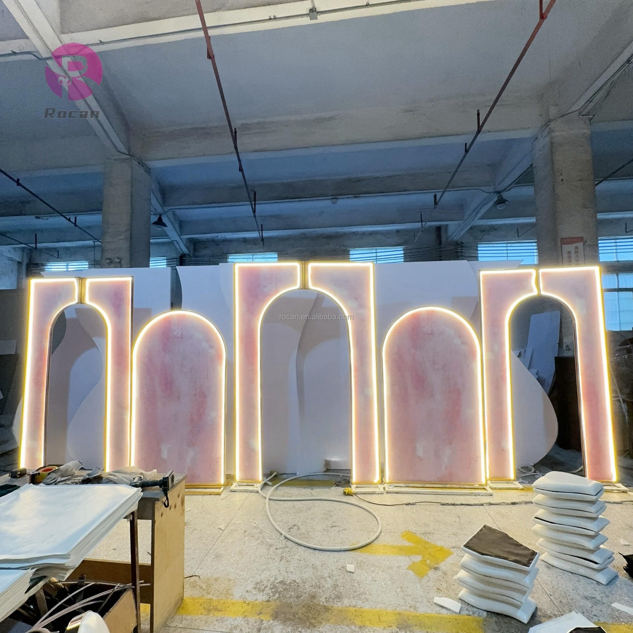 Wedding Stage Arch Panel Stand Royal White carving Backdrop for Events Party Ceremony Stage Decoration