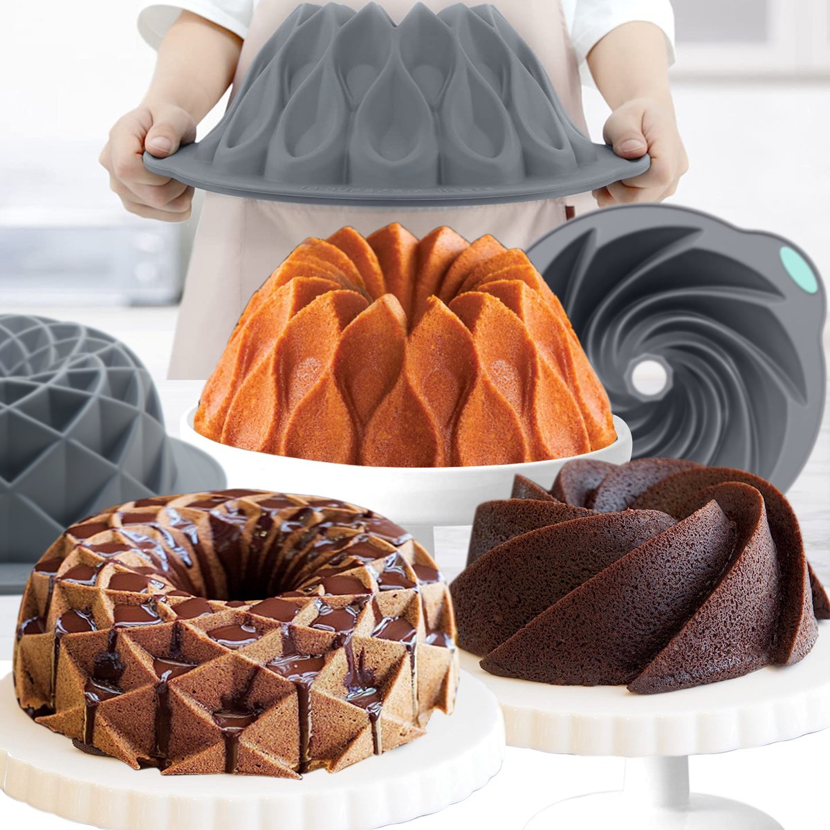 Popular Light Gray Big Cake Silicone Food Grade Silicone Cake Mold Silicone Cake Mold
