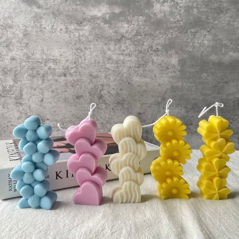 Early Riser Stacking Hearts Shape Candle Mould 3D Scattered Love Sunflower Silicone Mold Silicone Mold for Making Candles
