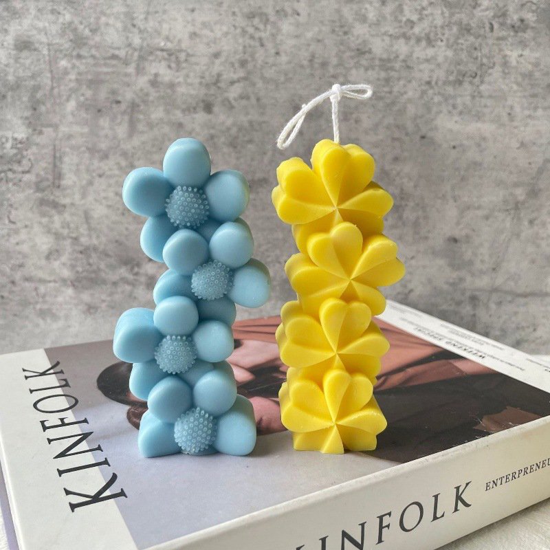 Early Riser Stacking Hearts Shape Candle Mould 3D Scattered Love Sunflower Silicone Mold Silicone Mold for Making Candles