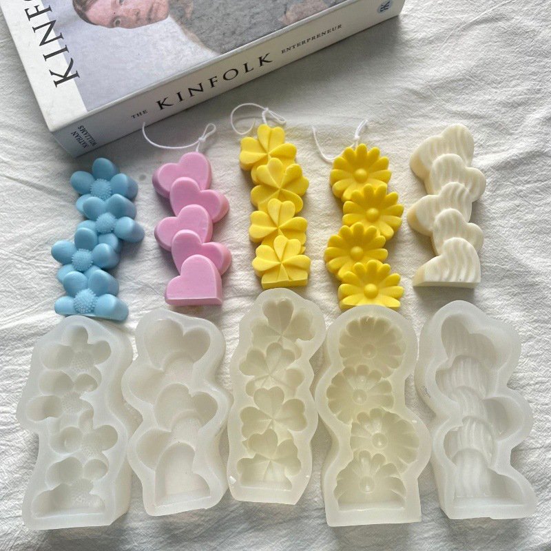 Early Riser Stacking Hearts Shape Candle Mould 3D Scattered Love Sunflower Silicone Mold Silicone Mold for Making Candles