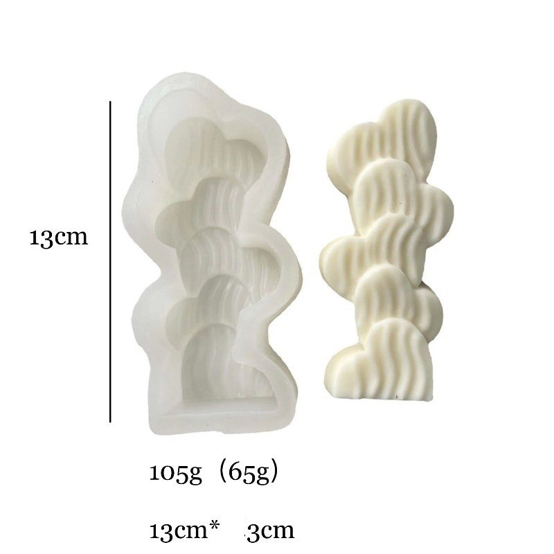 Early Riser Stacking Hearts Shape Candle Mould 3D Scattered Love Sunflower Silicone Mold Silicone Mold for Making Candles