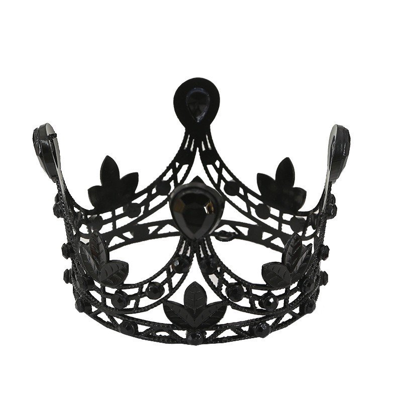 small round Black Crown and Tiaras for Flower Cake Home Decoration for Various Occasions Such as Christmas New Year