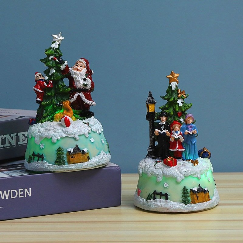 Christmas music luminous house resin crafts creative Christmas home decoration gifts Christmas ornaments