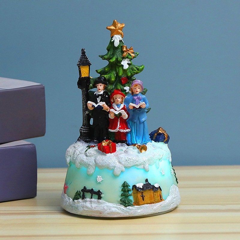 Christmas music luminous house resin crafts creative Christmas home decoration gifts Christmas ornaments