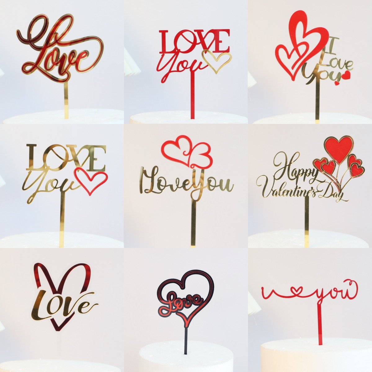 Wholesale Valentine Day decoration love cake decoration wedding party supplies Valentine red love acrylic cake toppers