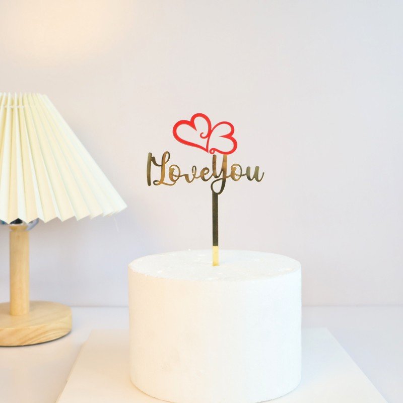 Wholesale Valentine Day decoration love cake decoration wedding party supplies Valentine red love acrylic cake toppers