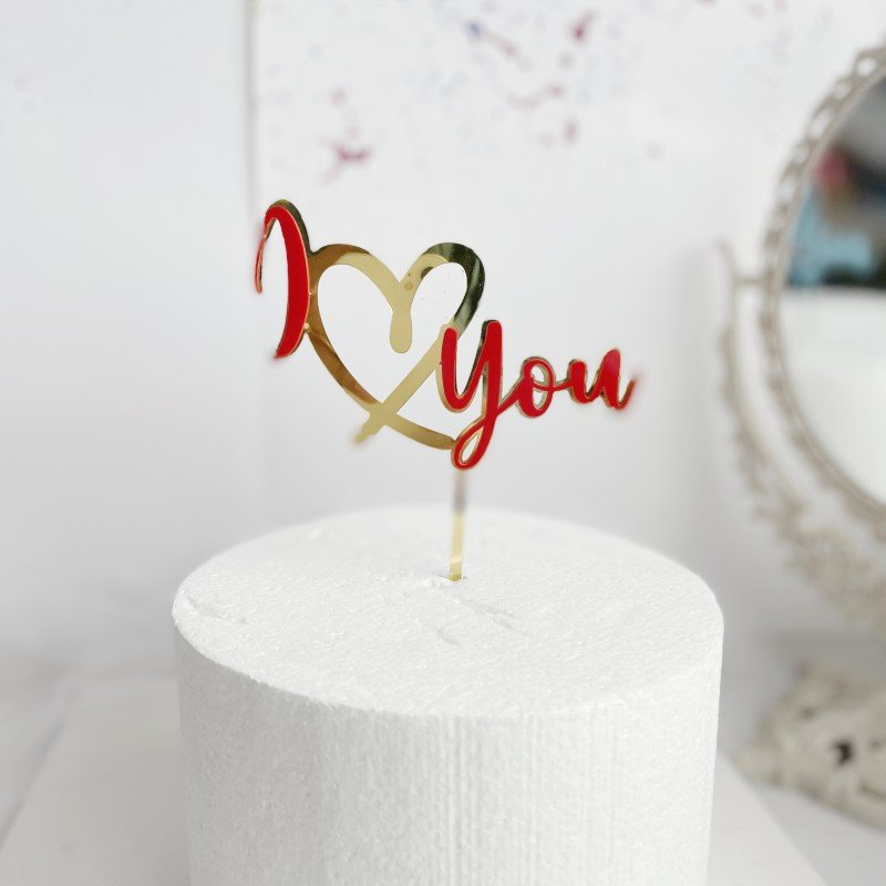 Wholesale Valentine Day decoration love cake decoration wedding party supplies Valentine red love acrylic cake toppers