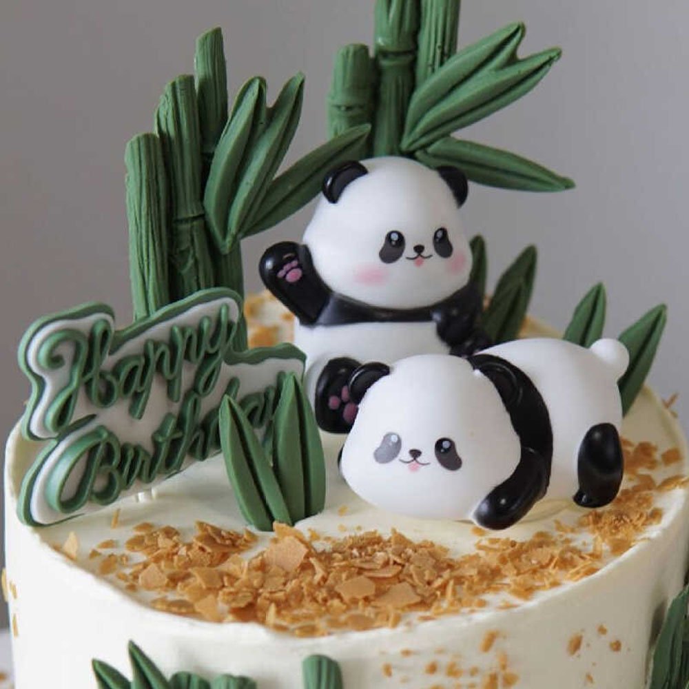 Cartoon cute panda baby cake baking decoration for children's birthday birthday animal plug-in