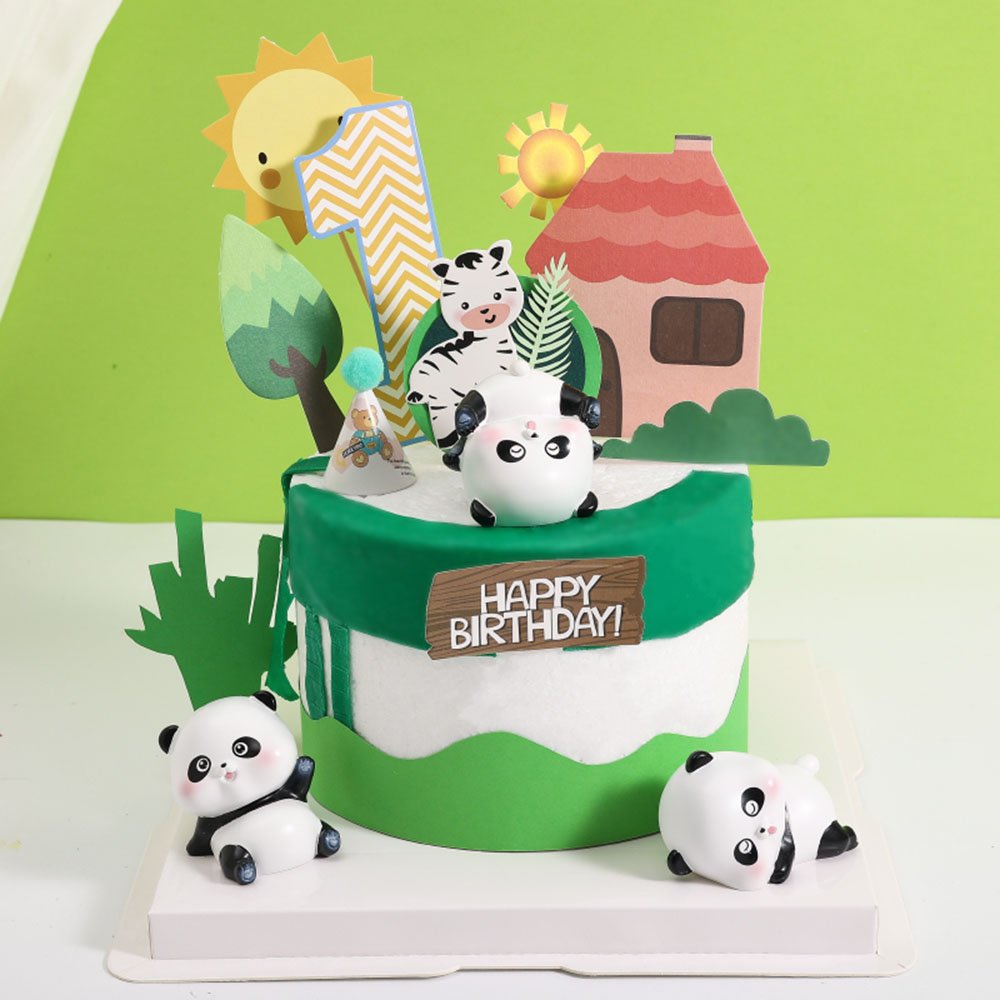 Cartoon cute panda baby cake baking decoration for children's birthday birthday animal plug-in