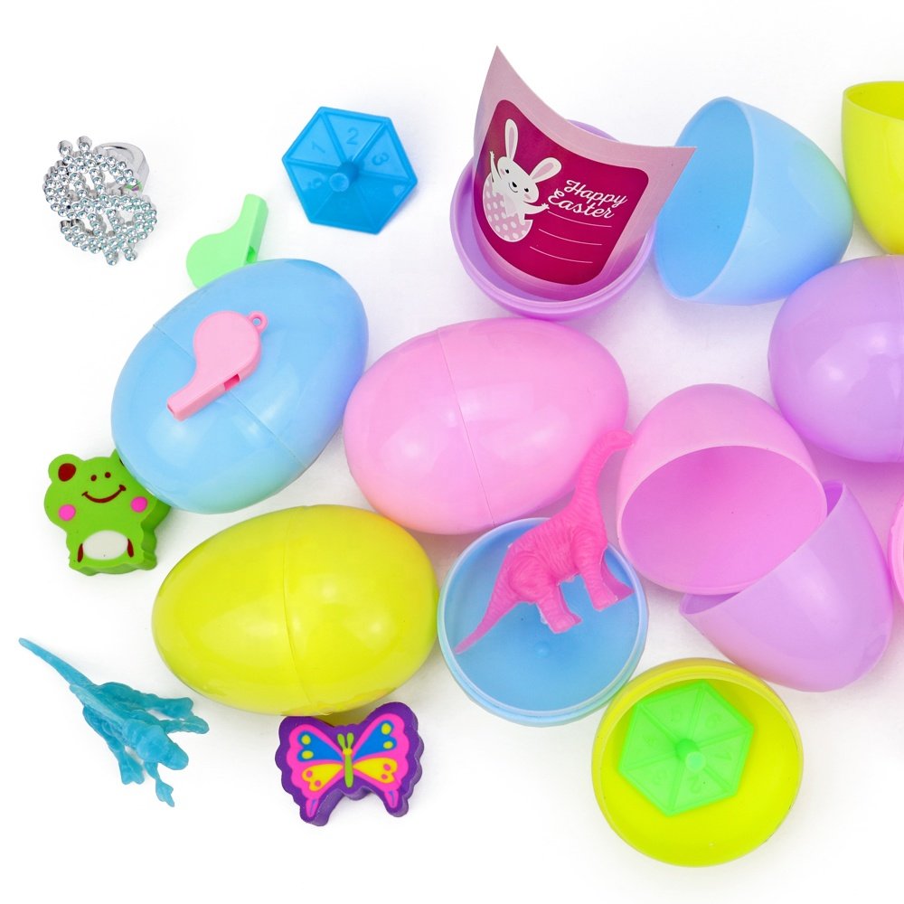 Easter Egg Surprise Toys Inside 24 Pieces Custom Plastic Easter Egg Decoration For Kids Party Prizes