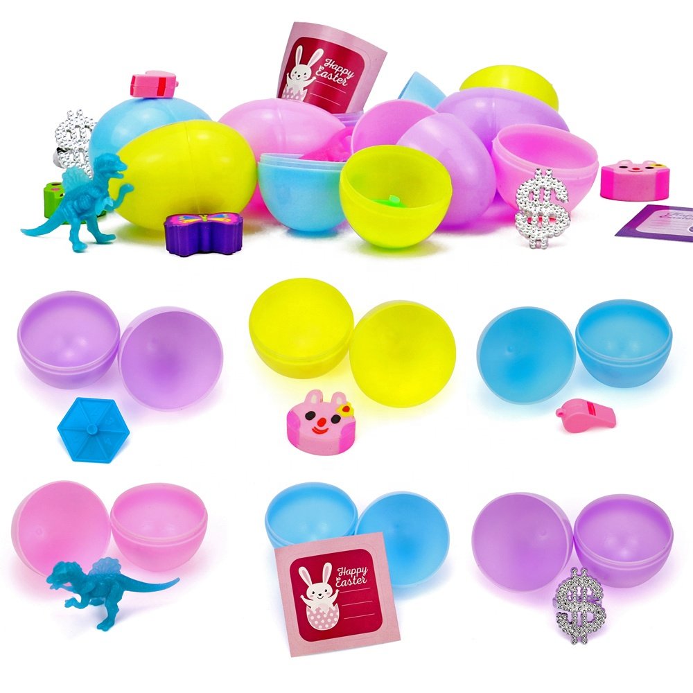 Easter Egg Surprise Toys Inside 24 Pieces Custom Plastic Easter Egg Decoration For Kids Party Prizes