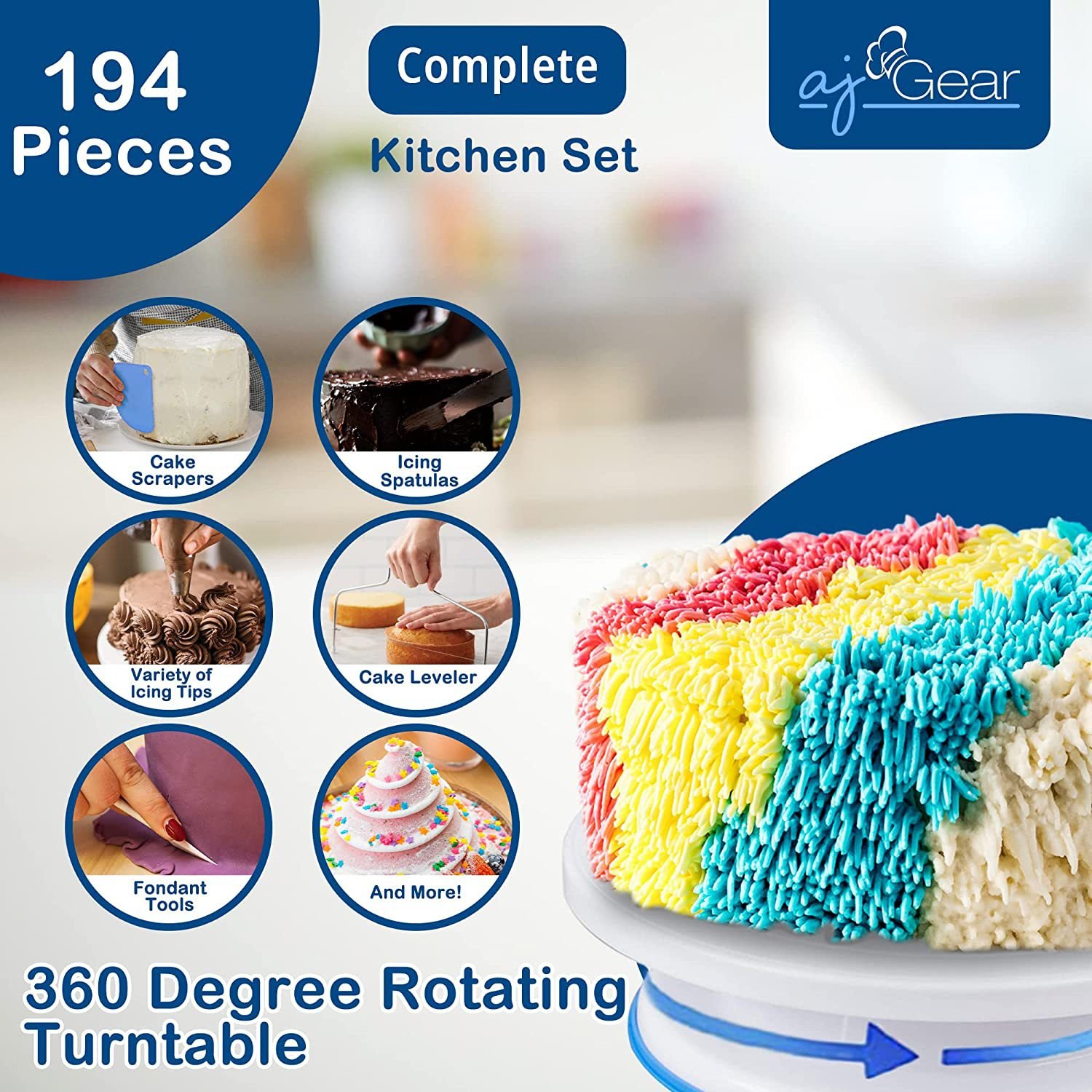 Cake Decorating Supplies Kit Baking and Piping Set of 194PCS Decoration Tools Starter Guide