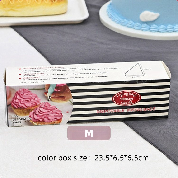 Hot Selling Pastry Piping Bags / Disposable Cake Tools Cake Pastry Bag Accessories Cream Decoration Color Box Transparent