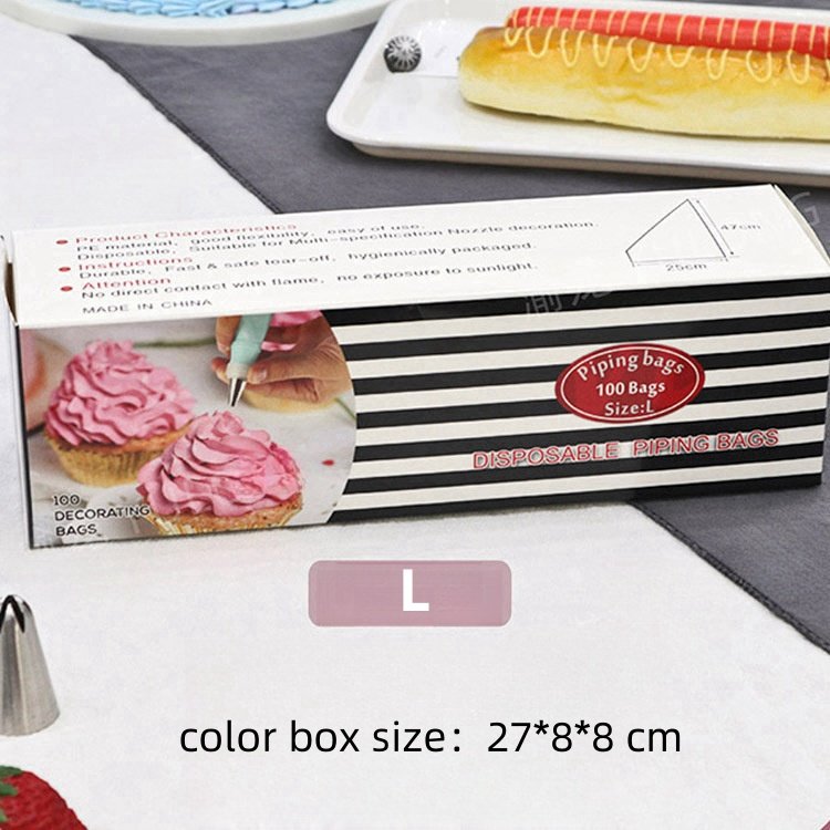 Hot Selling Pastry Piping Bags / Disposable Cake Tools Cake Pastry Bag Accessories Cream Decoration Color Box Transparent