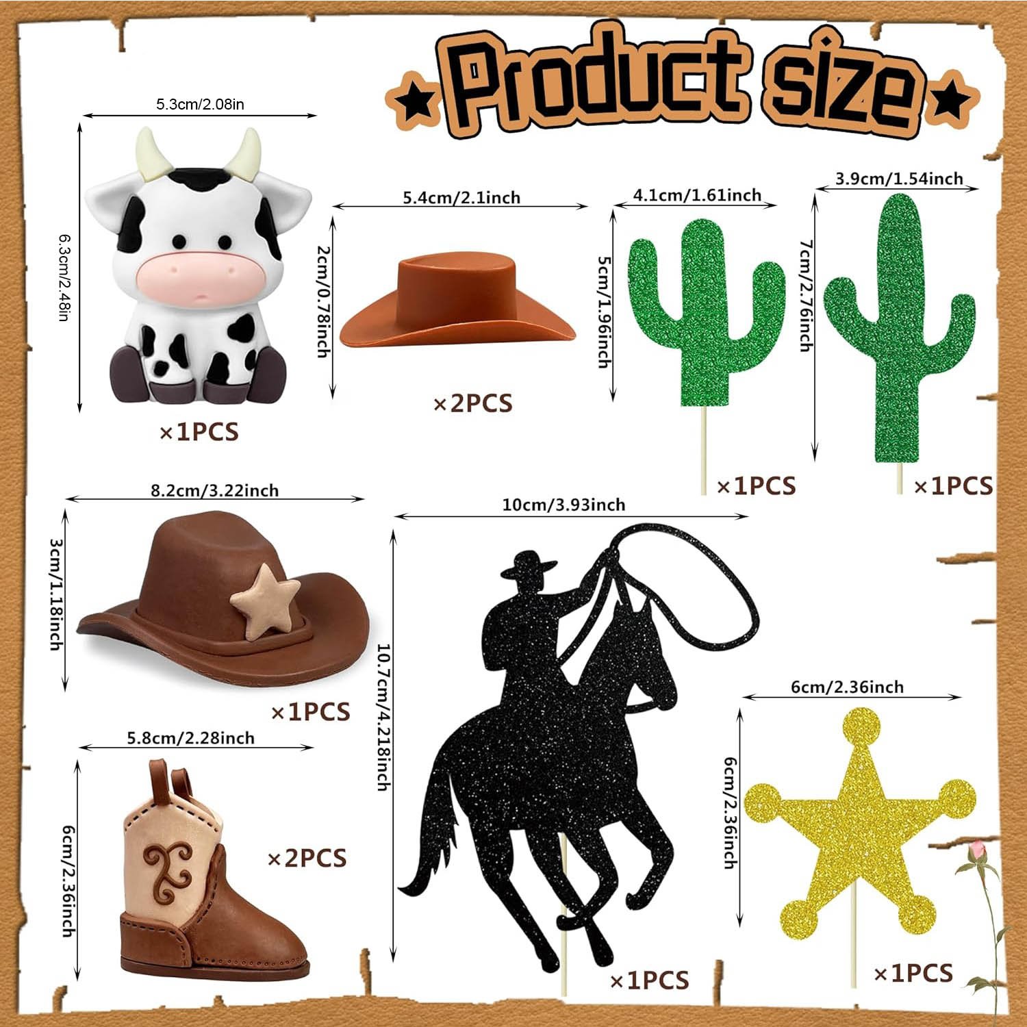Western Cowboy Cake Decoration Cowboy Hat Boot Cake Toppers for Western Party Theme Party Birthday Baby Shower Party Supplies