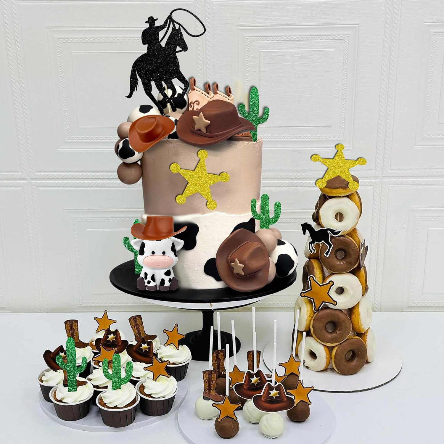 Western Cowboy Cake Decoration Cowboy Hat Boot Cake Toppers for Western Party Theme Party Birthday Baby Shower Party Supplies