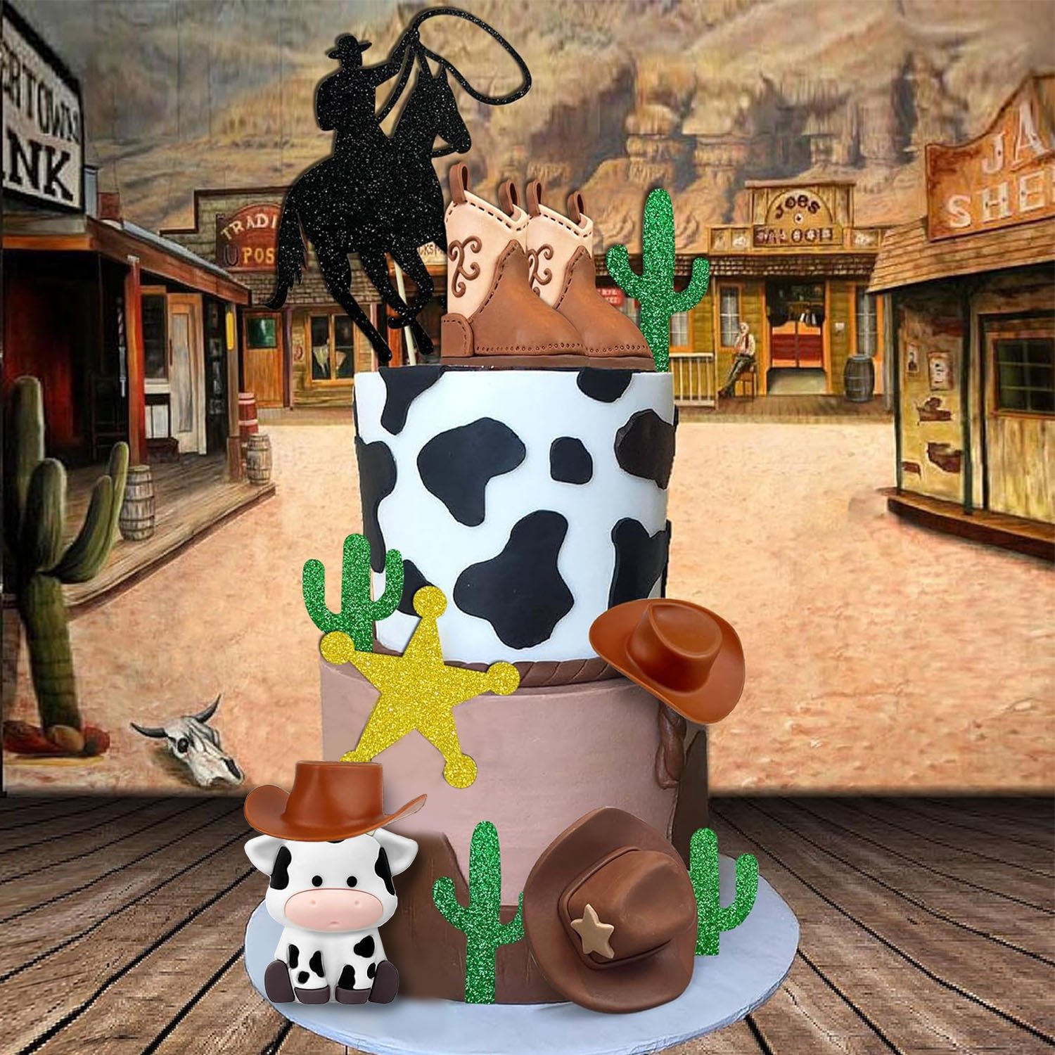 Western Cowboy Cake Decoration Cowboy Hat Boot Cake Toppers for Western Party Theme Party Birthday Baby Shower Party Supplies