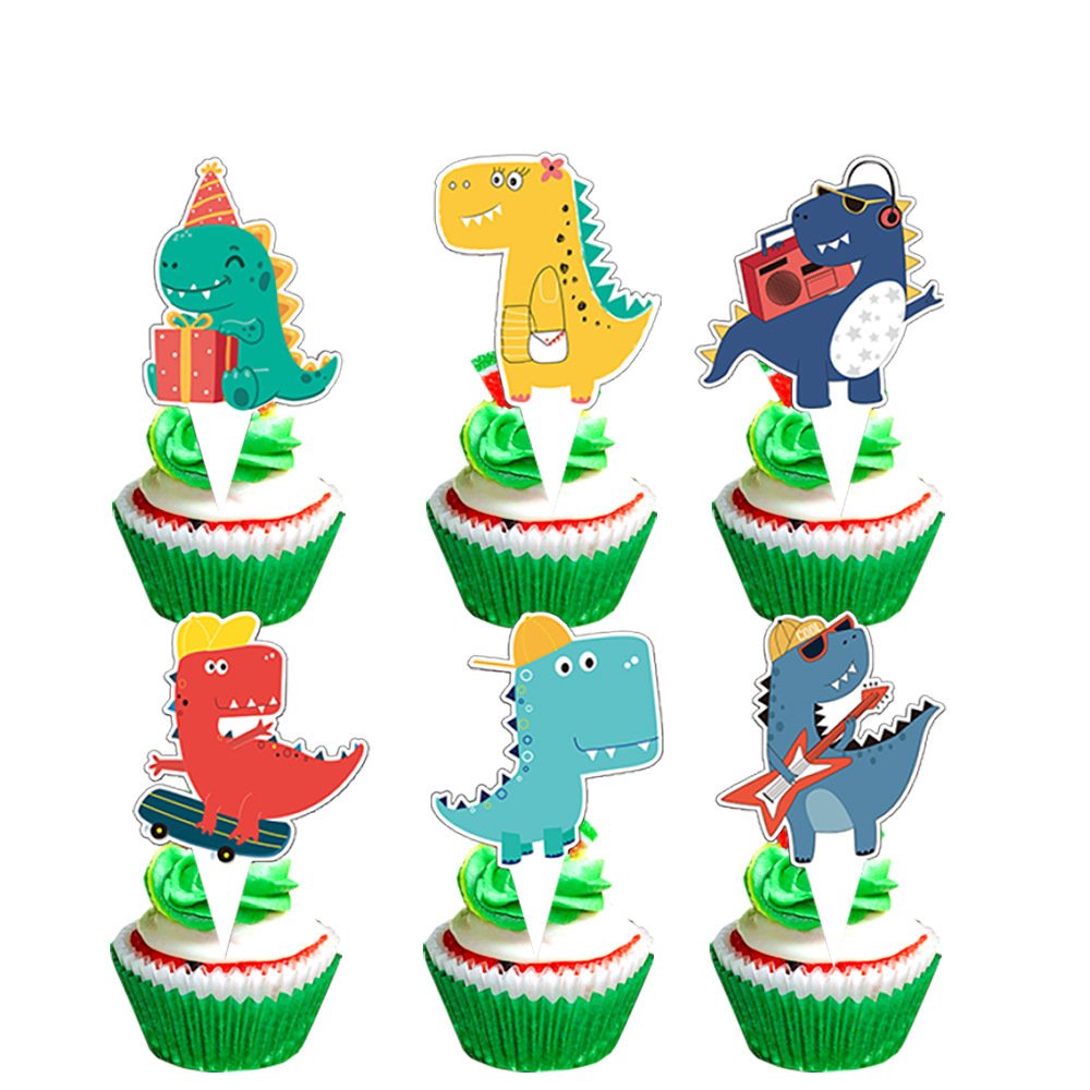 Ychon hot sale green cartoon dinosaur theme birthday party plate sets dinosaur banners for children kids boys birthday gifts