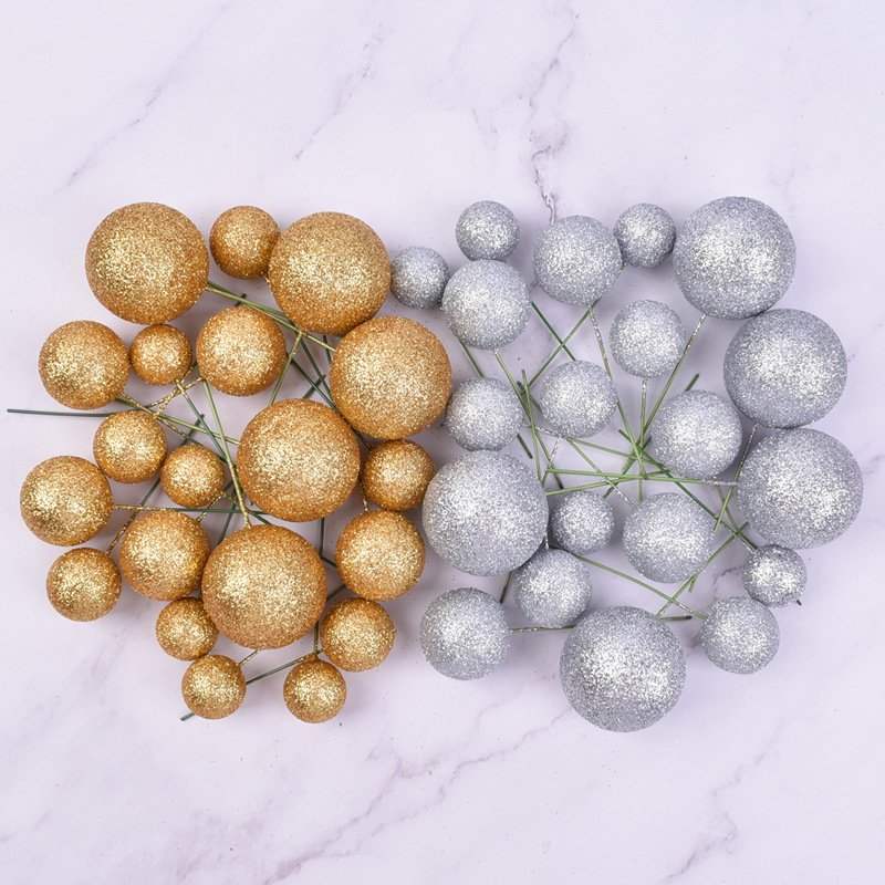 Hot Sale Wedding Cake Decoration Birthday Christmas Pink Glitter Balls Pink Faux Balls for Cake Decorating Suppliers