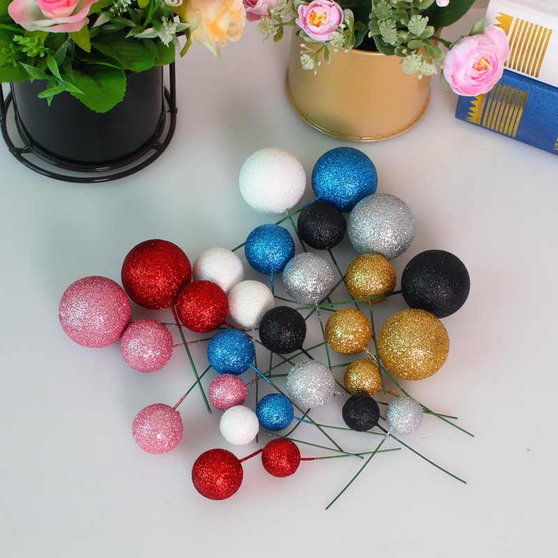 Hot Sale Wedding Cake Decoration Birthday Christmas Pink Glitter Balls Pink Faux Balls for Cake Decorating Suppliers