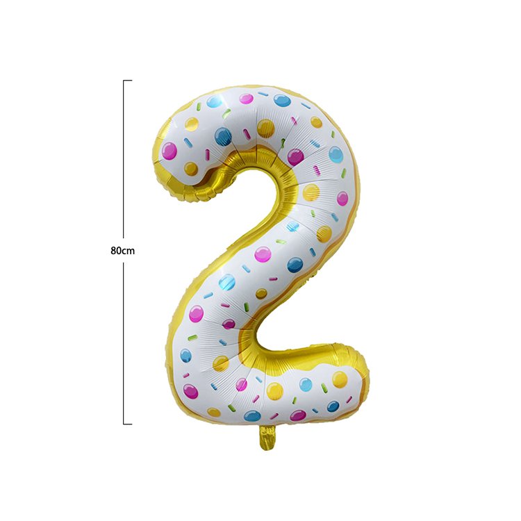 Birthday Party Decor Supplies Sweet Number Balloon 32inch Number Donuts Cake Dessert Print Figure Foil Balloons