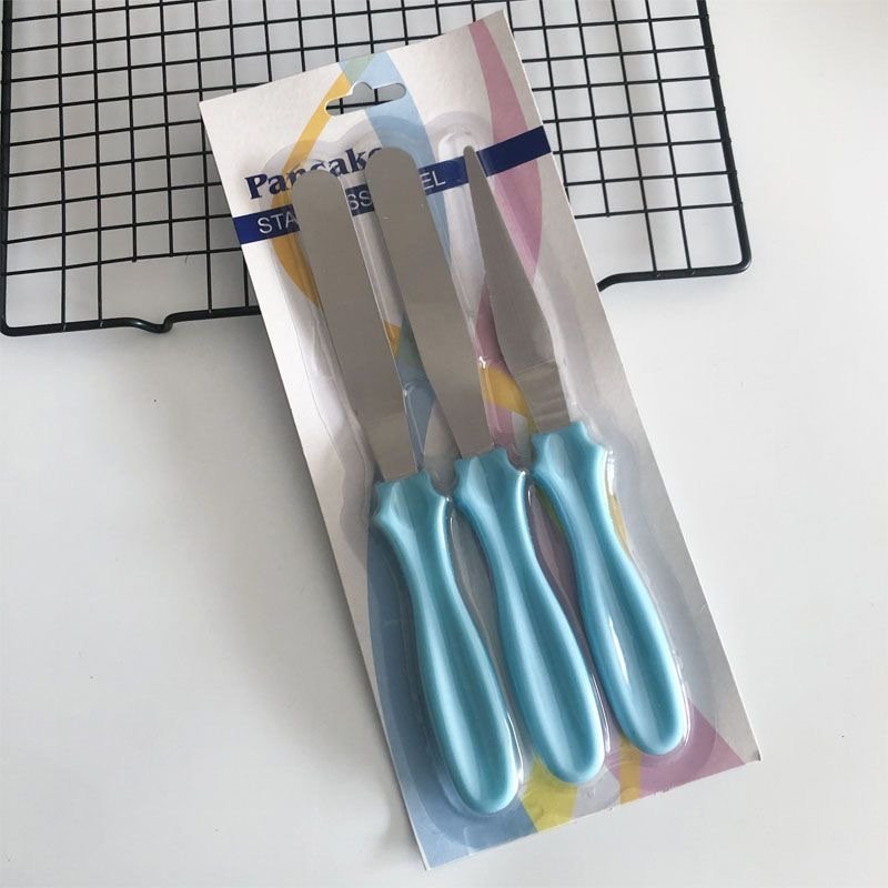 3pcs Stainless Steel Cream Small Spatula Cake Demoulding Knife Curve Straight Scraper Trowel Set Baking Decoration Supplies Tool