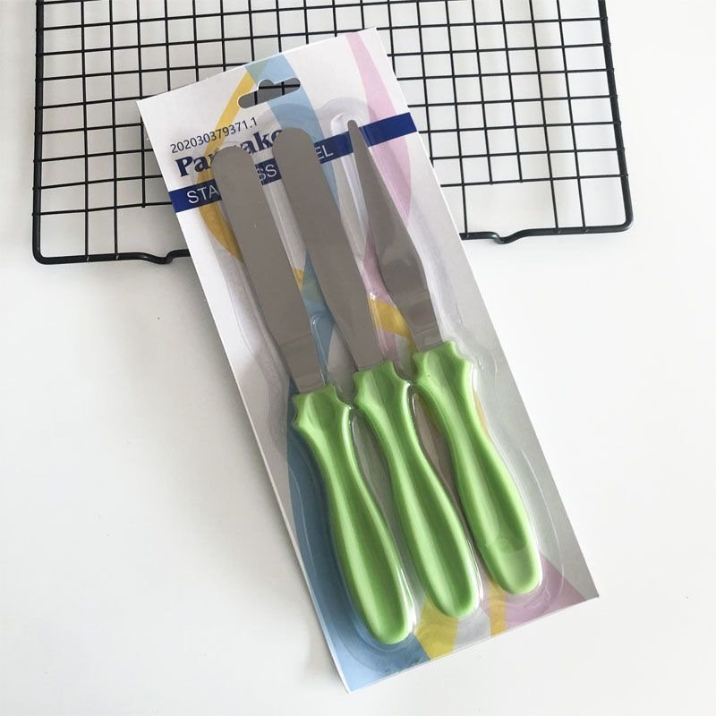 3pcs Stainless Steel Cream Small Spatula Cake Demoulding Knife Curve Straight Scraper Trowel Set Baking Decoration Supplies Tool