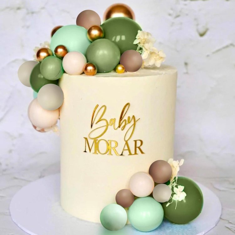 Sage Green Cake Decorations Faux Balls Cake Cup Decor for Wedding Baby Shower Birthday Party Supplies