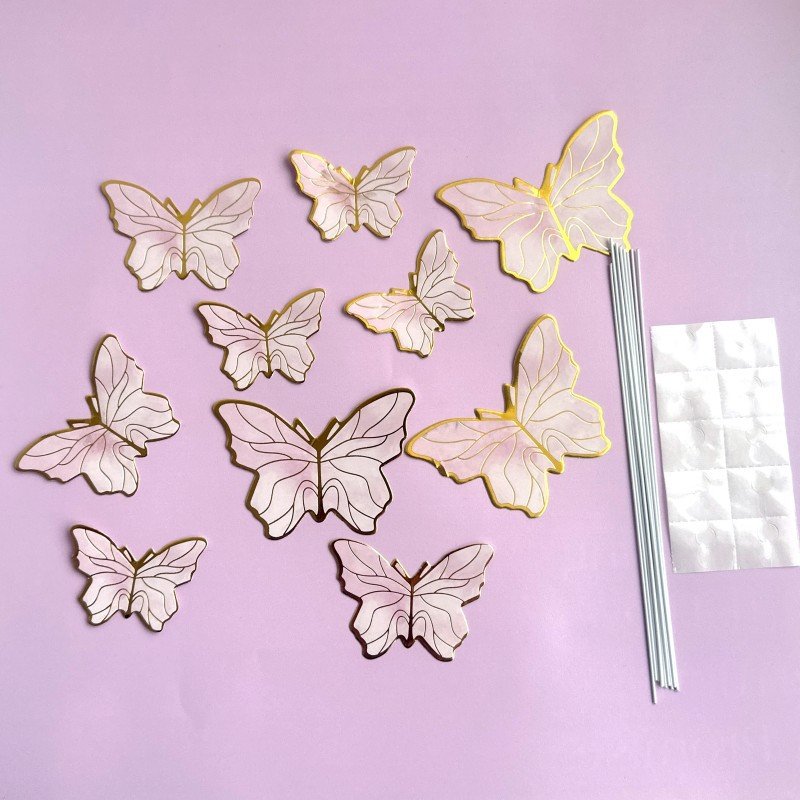 DAMAI Creative Design Paper Butterfly Cake Topper Golden 3D Butterfly for Birthday Wedding Cake Decorations Supplies