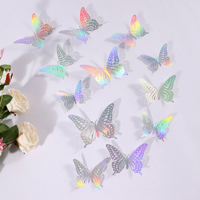 Fashion Beautiful 3D Hollow Paper Butterfly Wall Sticker 3d Butterfly Wall Decal Wedding Party Decoration Background Butterflies