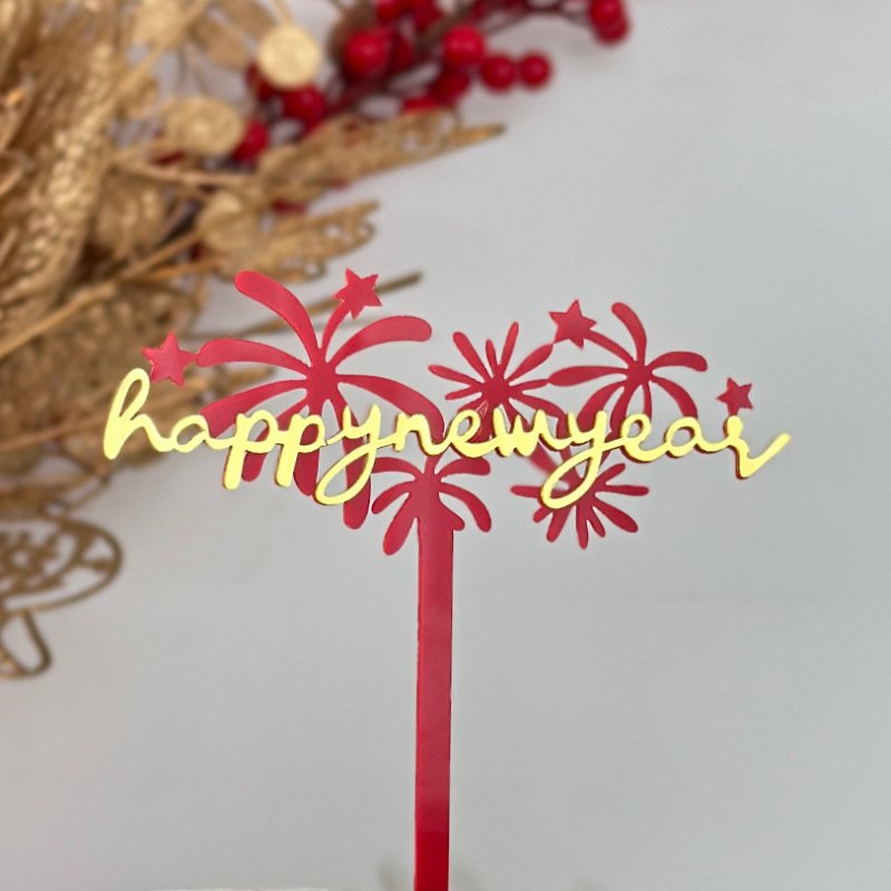 2025 Happy New Year Acrylic Cake Toppers Customizable Size Cake Accessories for Baking and Party Decoration