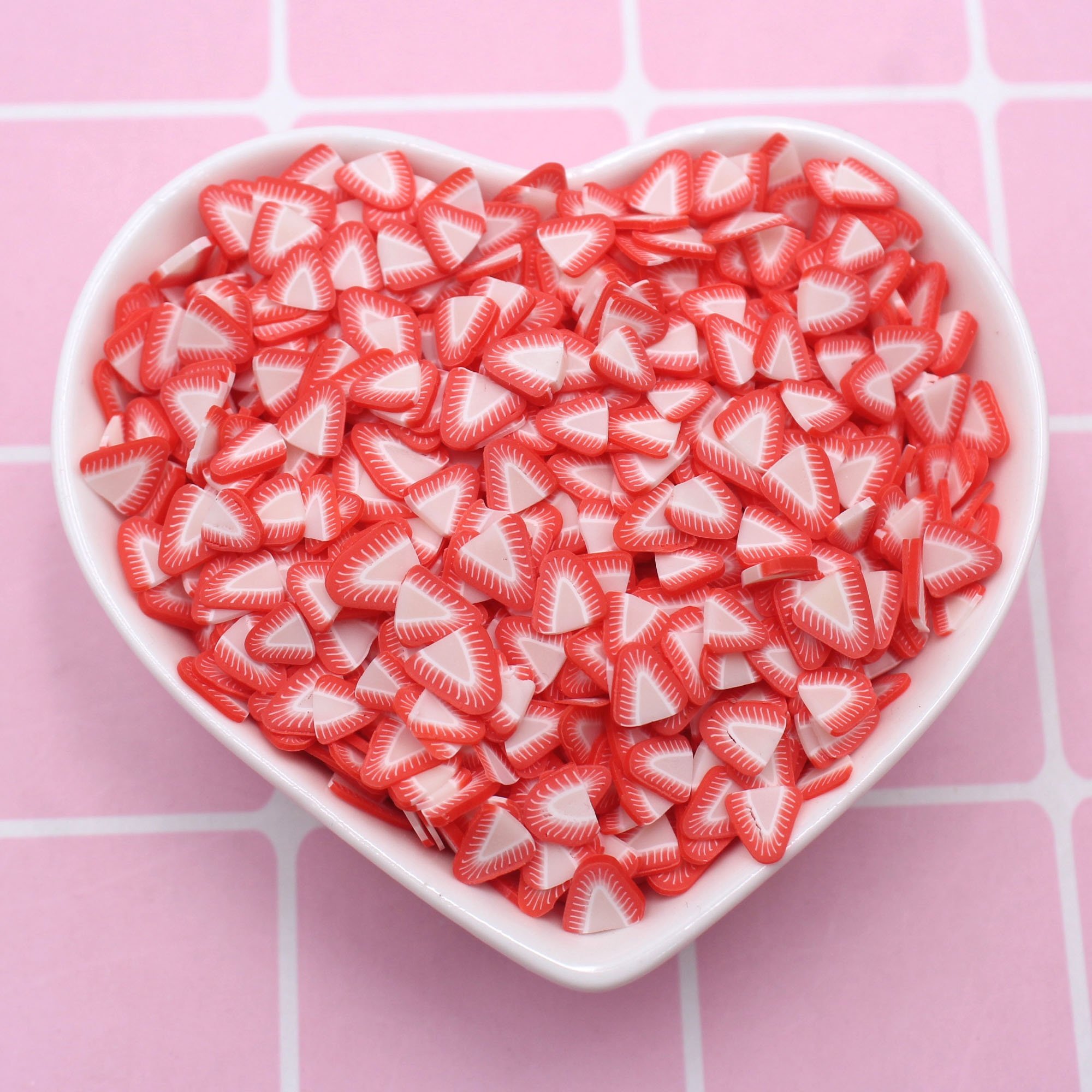 5mm Sweet Strawberry Polymer Clay Slice Fruits Sprinkles For Slime Tumbler Shaker Filling
