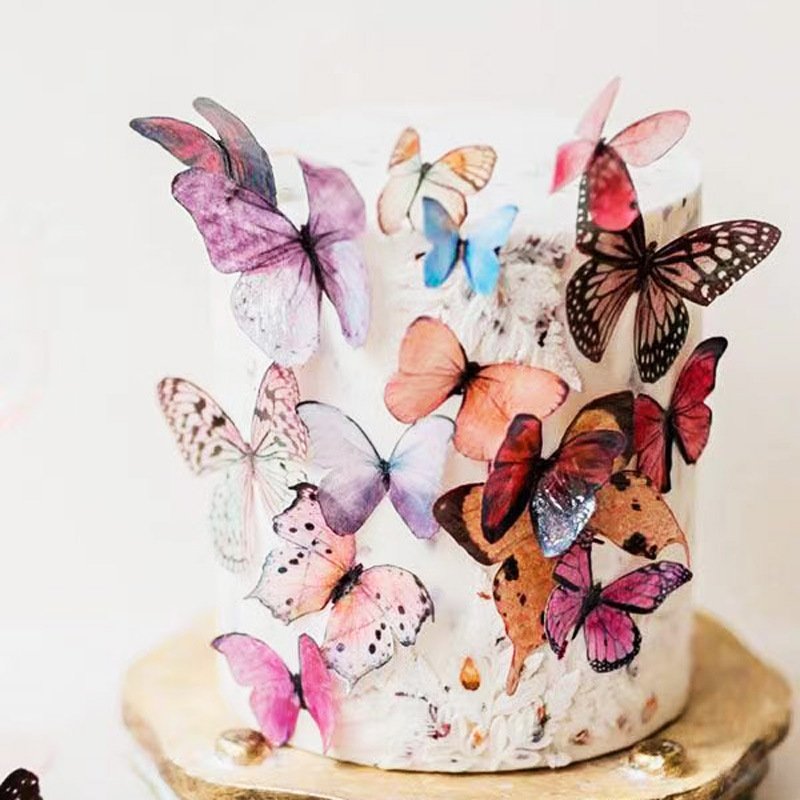 10pcs/Set Butterflies Cake Topper Set Cupcake Topper Cake Accessories Pink Butterfly Wedding Party Cake Decorating Supplies