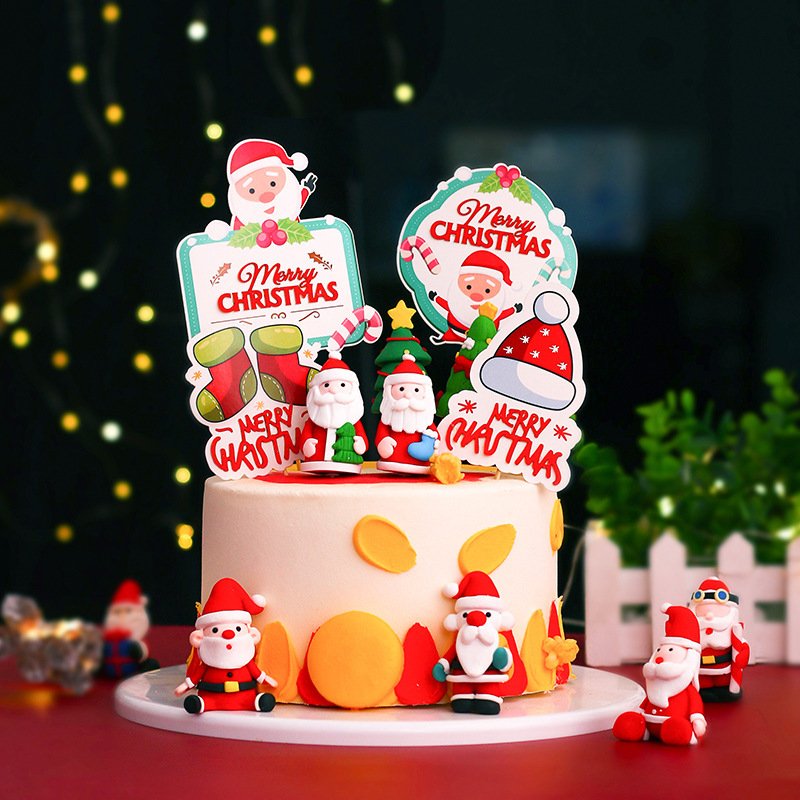 Merry Christmas cake topper decoration Santa Claus topper cake Christmas party supplies decorate christmas cake decoration