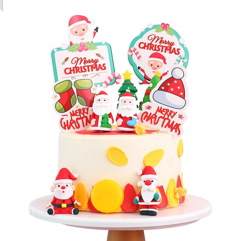 Merry Christmas cake topper decoration Santa Claus topper cake Christmas party supplies decorate christmas cake decoration