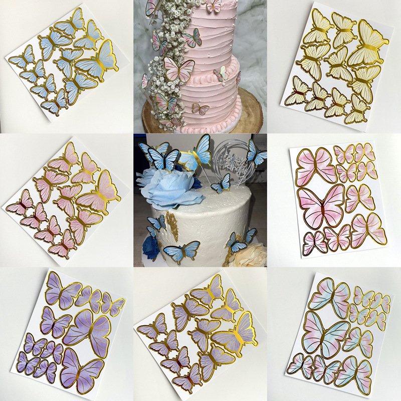 Wholesale Baking Birthday Party Cake Decorating Supplies Paper Cake Accessories Topper Butterfly Cake Topper