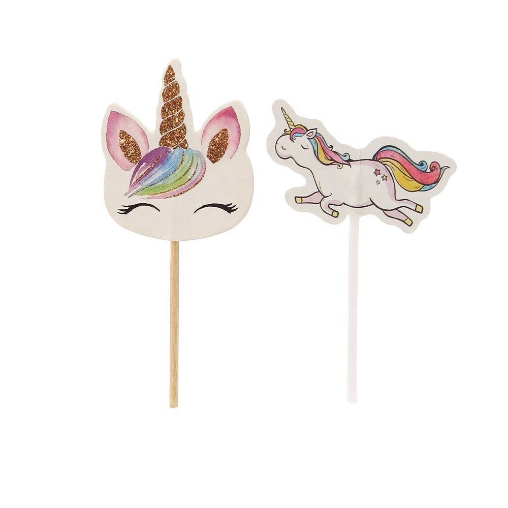 China YIWU Unicorn Cake Cupcake Topper disposable Toothpick Portable new years eve Party Decoration Ornament Supplies