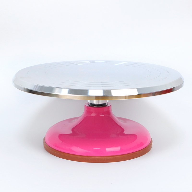 Wholesale hot birthday party baking supplies silver pink green yellow aluminium alloy metal cake stand turntable