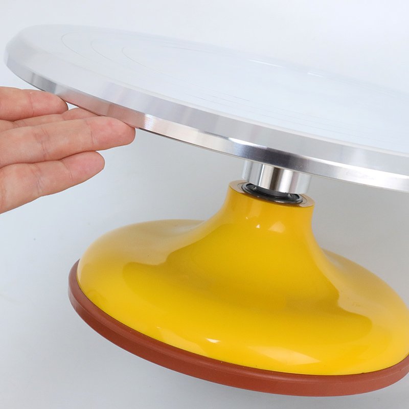 Wholesale hot birthday party baking supplies silver pink green yellow aluminium alloy metal cake stand turntable