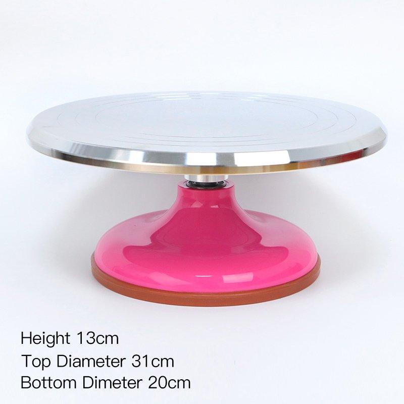 Wholesale hot birthday party baking supplies silver pink green yellow aluminium alloy metal cake stand turntable
