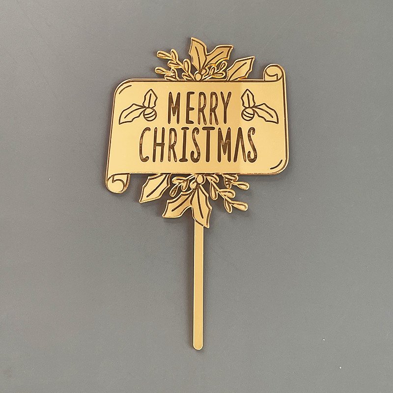 1PC Merry Christmas Acrylic Cake Topper Christmas Tree Cake Decorating Supplies Christmas Party Acrylic Cupcake Topper Wholesale