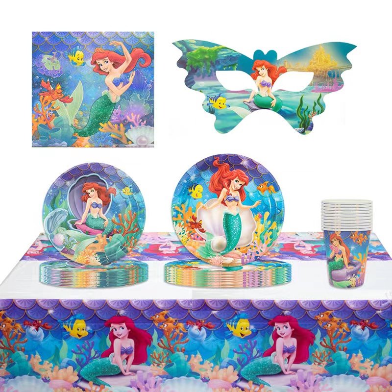 Colorful Decorations Supplies Include 7 Inch and 9 Inch Paper Plates Napkins and Forks Spoons
