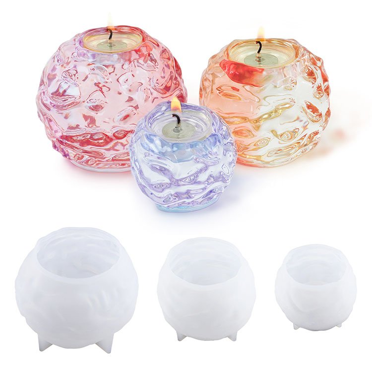 YS Custom Irregular Sphere Candle Holder Resin Mold DIY Round Ball Candle Holders Silicone Mould Home Decoration Plaster Tools