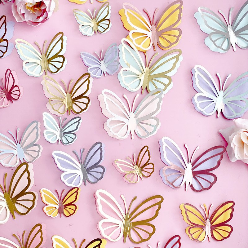 EASTTERN paper double butterfly cake decoration Valentine's day birthday insert card baking cake topper party decoration