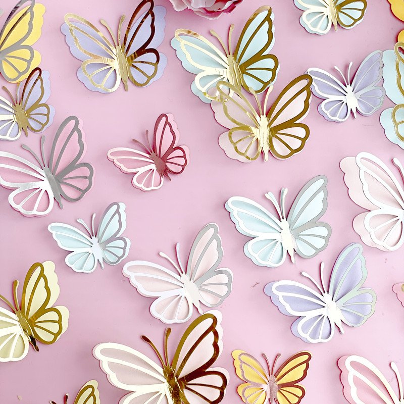 EASTTERN paper double butterfly cake decoration Valentine's day birthday insert card baking cake topper party decoration