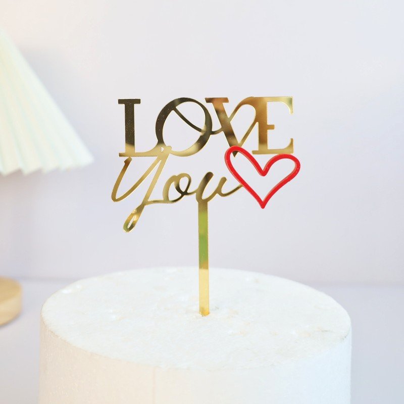 Anniversary Wedding Birthday Party I Love You Letter Heart Shape Cupcake Cake Plug-In Acrylic Cake Topper For Cakes Decorations