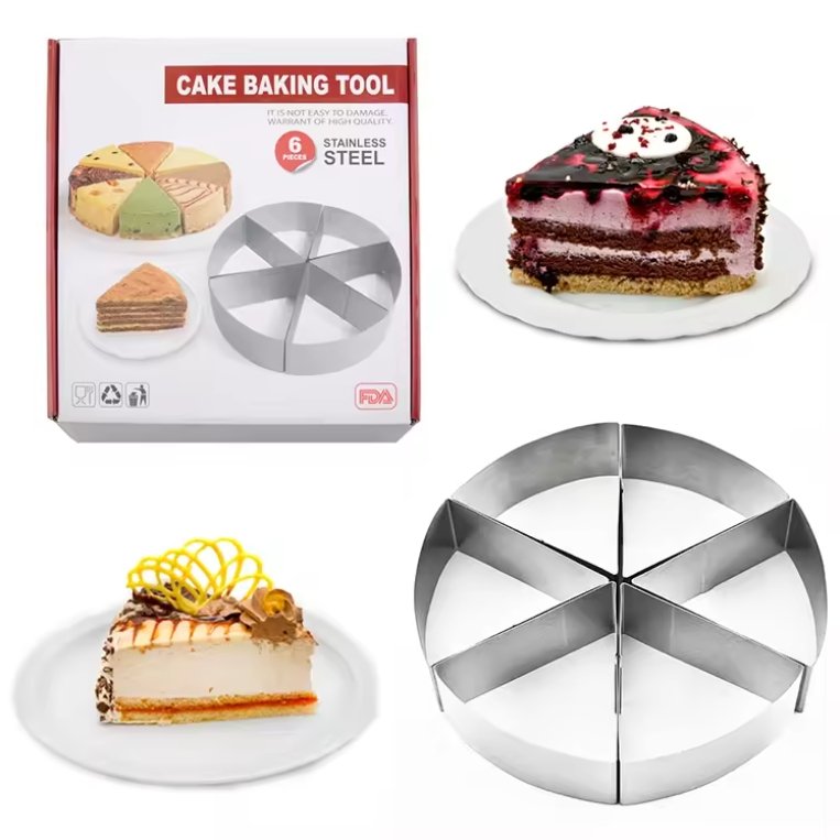 6-Piece Dessert Ring Triangle Cookie Cutter Stainless Steel Cake Mousse Mold for Salads Pastries Baking